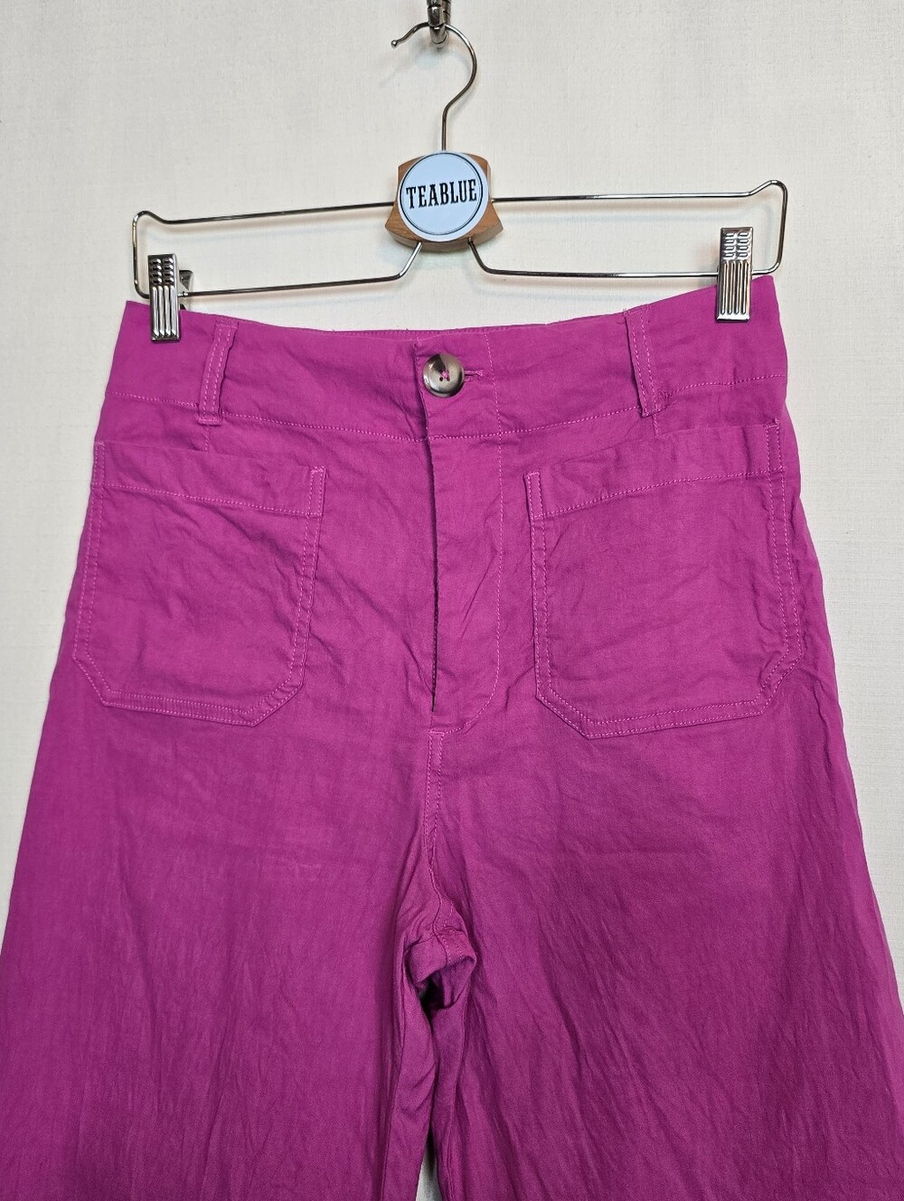 Anthropologie Maeve Hot Pink Colette Magic Fabric Wide-Leg Trousers 28 - Picture 7 of 12